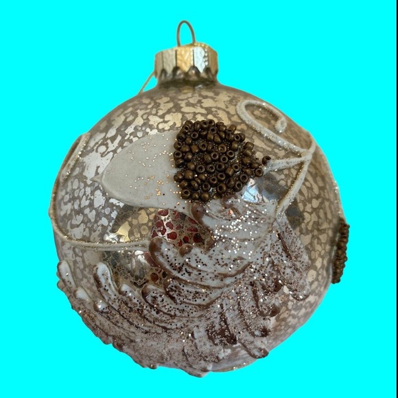 Dillard's Trimsetter Christmas Tree Ornament Glass Silver, Gold, Brown 3.5" - Picture 2 of 10
